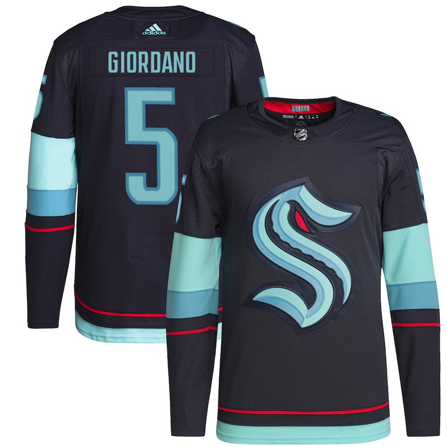 Men Seattle Kraken 5 Mark Giordano adidas Navy Home Authentic Primegreen Player NHL Jersey